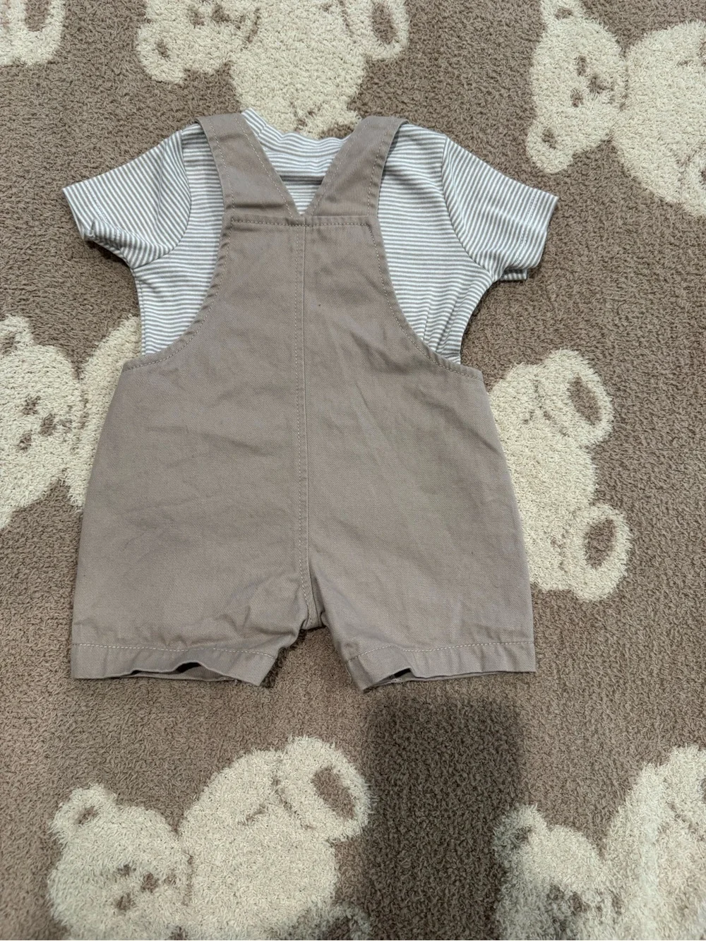 Carter's Tan Baby Overalls with Striped Tee